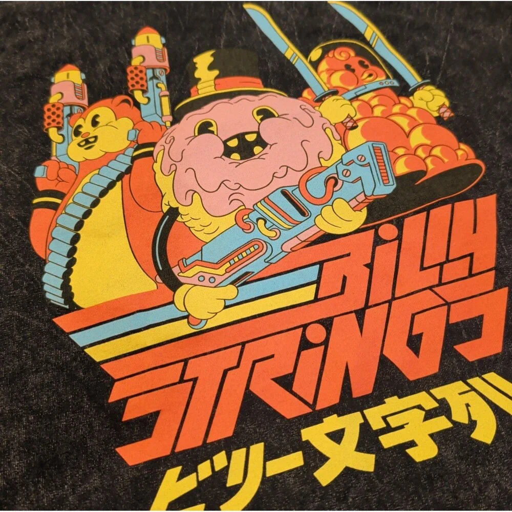 Billy Strings T Shirt Medium Black Acid Washed 6.5 Ounce Dave Arcade